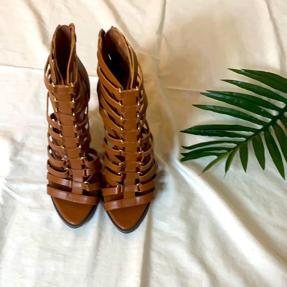 BCBGeneration Caged Strappy Boho Heels 10M